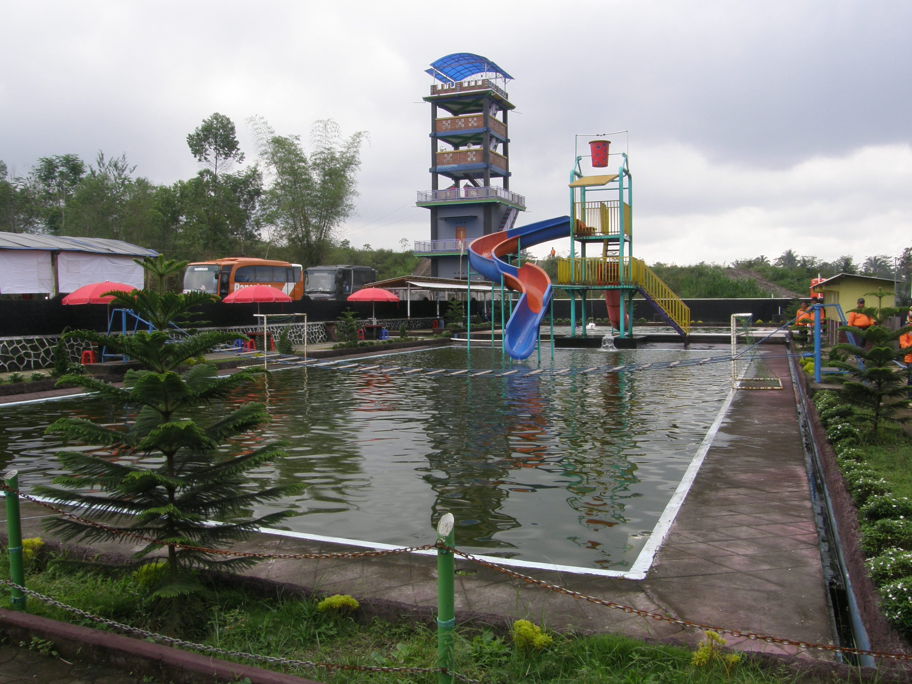 Swimming pool and warning/watch tower, Kemiren Village